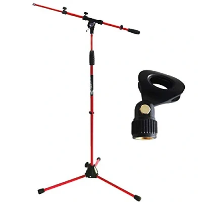 Afbeelding van Keepdrum MS106 microfoonstandaard met galgen en metalen sokkel in 4 kleuren + klem (rood)