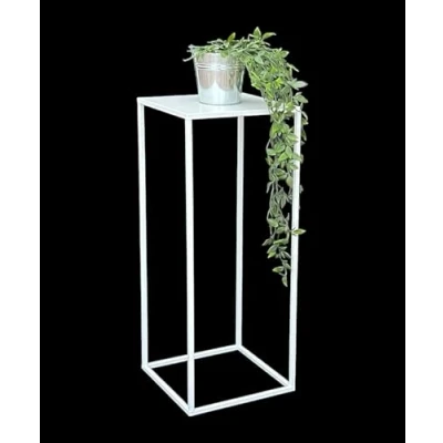 Afbeelding van DanDiBo Bloemenkruk, metaal, wit, vierkant, 50 70 cm, bloemenstandaard, bijzettafel, 96482, bloemenzuil, moderne plantenstandaard, plantenkruk (70 cm)
