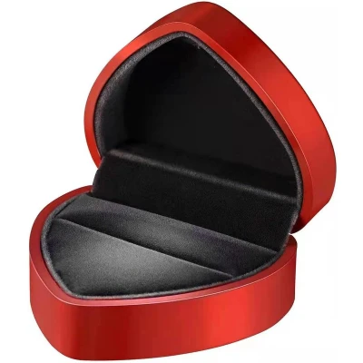 Afbeelding van Hartvorm Fluwelen Ring Doos Trouwring Juwelendoosje Geschenkdoos voor Bruiloft Verlovingsring Valentijnsdag (Rood)