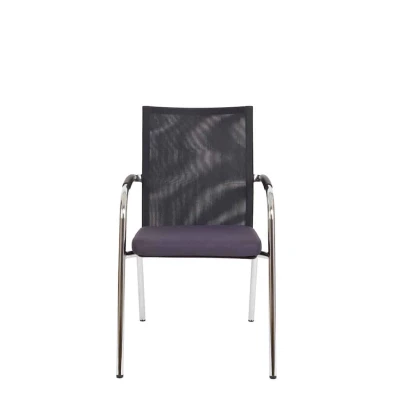 Afbeelding van Vergaderstoel F260 4 poots frame met zwarte rug mesh en grijze zitting