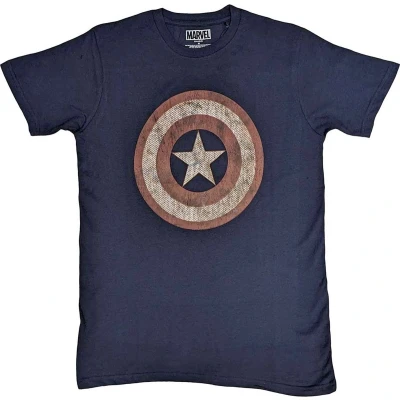 Afbeelding van Marvel Captain America Embroidered Shield Heren T shirt XL Blauw