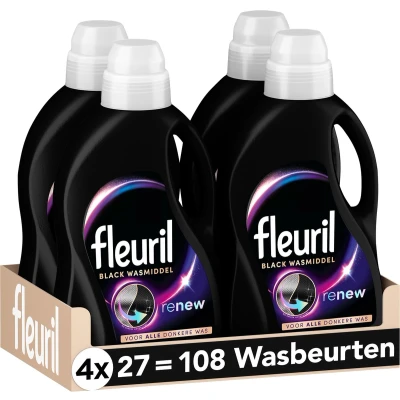 Afbeelding van 4x Fleuril Vloeibaar Wasmiddel Renew Zwarte Was 27 Wasbeurten 1,35 liter