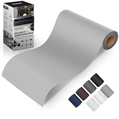 Afbeelding van Lederreparatie patch, 10 x 200 cm, zelfklevende lederen reparatie, voor bank, zitting, jassen, handwerk (grijs grijs)