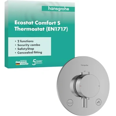 Afbeelding van hansgrohe Ecostat Comfort S inbouwthermostaat voor 2 verbruikers met geïntegreerde zekeringcombinatie, 33718000