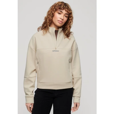 Afbeelding van Superdry Vrouwen Sport Tech Relaxed Sweatshirt met Halve Rits Beige Grootte: 38