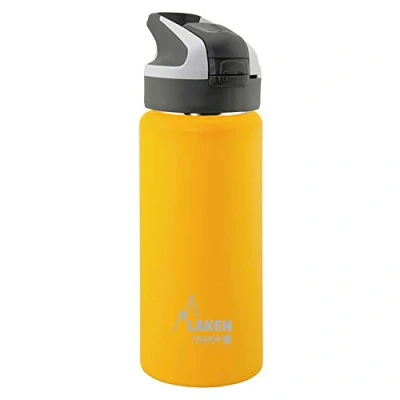 Afbeelding van Laken herbruikbare thermische fles top van roestvrij staal met automatische dop en veiligheidssluiting, 500 ml, geel