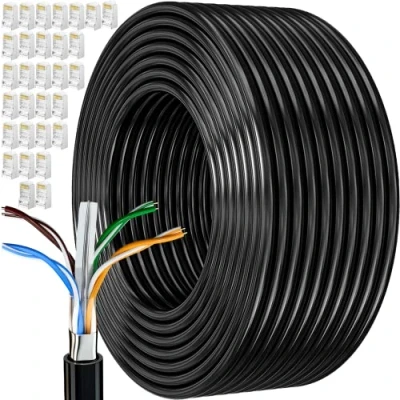 Afbeelding van Internet Kabel 150 Meter, Cat 6 Afgeschermd Buiten Bulk Ethernetkabel Extra Lange Netwerkkabel Installeren Waterdicht Weerbestendig Hoge Snelheid FTP 23awg Gigabit Netwerklijn Internetdraadkabel