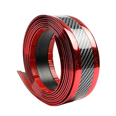 Afbeelding van ETOPARS Auto Instaplijsten Protector Strips Koolstofvezel Rode Bumper Guard Krasbescherming Sticker Trim Drempel Anti Kras 2.5m* 5cm