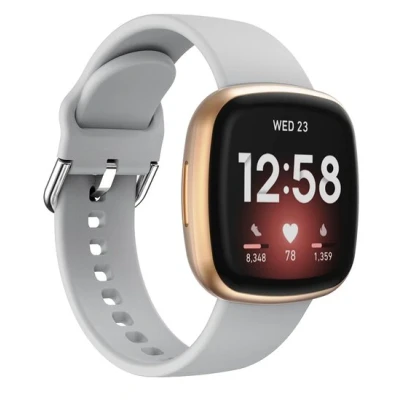 Afbeelding van Fitbit Versa 3 &amp; 4 / Sense 1 2 Siliconen bandje Grijs
