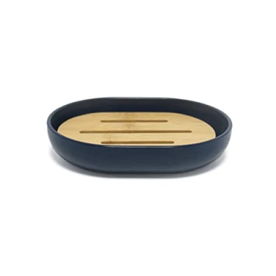 Afbeelding van Douceur d&#039;Intérieur Zeepschaal, polyster bamboe, blauw, 12,2 x 9,3 2,5 cm