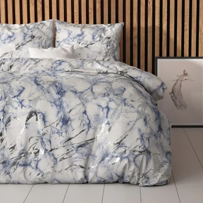 Afbeelding van Dekbedovertrek Glamour Ocean Lits Jumeaux (240x220 cm) Wit &amp; Blauw Microvezel Dessin: Patroon, Luxe Sleeptime