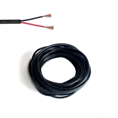 Afbeelding van Zzcy 20 m 22 AWG elektrische draad, 2 aderig, dubbele strengen, vertind koperdraad, pvc kabel, zwart, flexibele led verlengkabel voor elektronische bedrading, 0,5 mm²