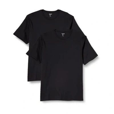 Afbeelding van Amazon Essentials Heren Regular Fit T shirt met korte mouwen en ronde hals, 2 stuks, zwart, maat M