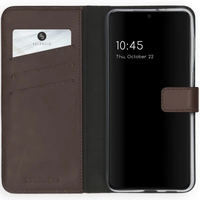 Afbeelding van Samsung Galaxy S21 Plus Hoesje Echt leder Selencia Bookcase Bruin Telefoonhoesje