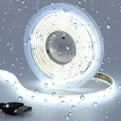 Afbeelding van GOMING 5V COB USB LED Strip Koel Wit 6000K IP65 Waterdicht 2M voeding 320LED/M CRI 93+ Uniforme Emissie Flexibel bandlichten voor DIY Decor