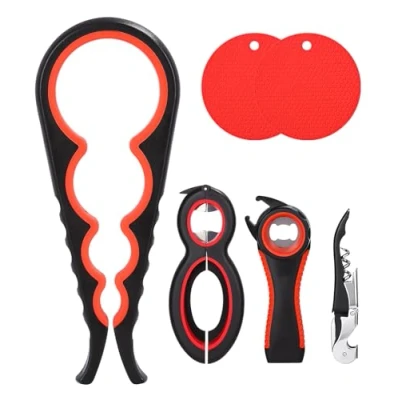 Afbeelding van Set van 6 Potopener Grijper flesopener multifunctionele in 1 blikopener Dekselopener Schroefdopopener 5
