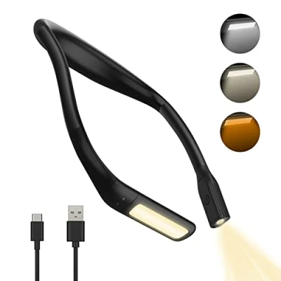 Afbeelding van Oplaadbare nekleeslamp, leeslamp, neklamp om in bed te lezen, 3 kleuren, oogbescherming, instelbare helderheid, ergonomisch, comfortabel, flexibel, voor breien