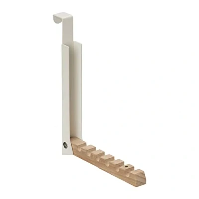Afbeelding van Relaxdays inklapbare deurhaak, om op te hangen, voor 6 kledinghangers, van hout en metaal, deurdiktes tot 2 cm, beige