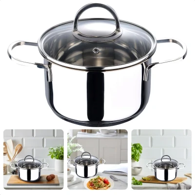 Afbeelding van Cheqo® Kookpan met Deksel Alle Warmtebronnen Ook voor Inductie Ø16 cm 1.7L
