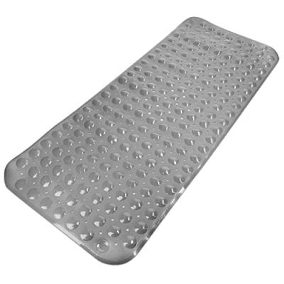 Afbeelding van Navaris Grote antislipmat met zuignappen PVC badmat voor het bad, douche of spa 100 x 41 cm Grijs