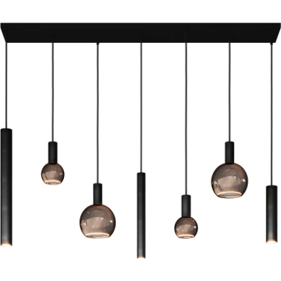 Afbeelding van Moderne Hanglamp Zwart 7 lichts Riva
