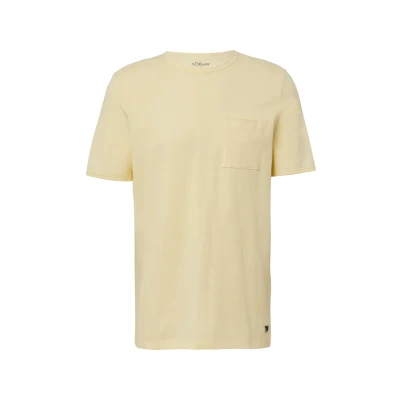Afbeelding van s.Oliver Flamm MIT Brusttasche UND Offenen Kanten Tshirt basic, Heren, Maat: 3XL, Hellgelb