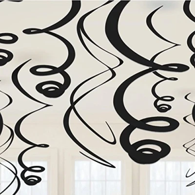 Afbeelding van Decoratie swirl zwart 12 stuks