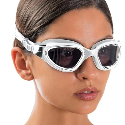 Afbeelding van AqtivAqua Zwembril Swimming Goggles Volwassen Gepolariseerde Zwembrillen Heren Dames Mannen Vrouwen Kind Kinderen Jongens Meisjes Anti Fog DX P (Metallic Silver, Gepolariseerde)