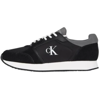 Afbeelding van Calvin Klein Jeans Retro SOCK Runner Sneakers laag, Heren, Maat: 44, Black/charcoal grey/bright white Leer/ synthetisch