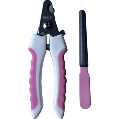 Afbeelding van Dieren Nagelschaartje Hond/Kat/Konijn/Vogel/Cavia/Knaagdier Veiligheidsstop Met Nagelvijl Wit/Roze Heble®