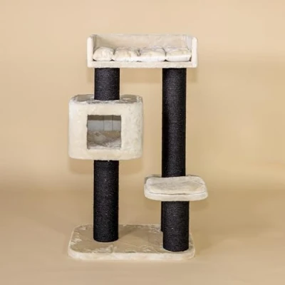 Afbeelding van RHRQuality Krabpaal voor Grote katten Devon Rex Blackline Beige met extra dikke 15cm sisalpalen