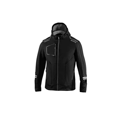 Afbeelding van Sparco Tech Softshell Waterdichte, reflecterende en versterkte jas met polar fleece voering Maat XL Zwart/Grijs