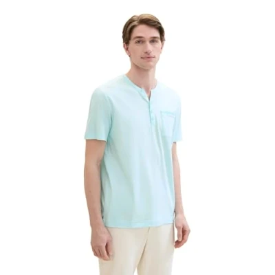 Afbeelding van TOM Tailor Tshirt basic, Heren, Maat: Medium, Turquoise white stripes