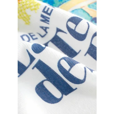 Afbeelding van Next Regular FIT Corded Heavyweight Tshirt print, Dames, Maat: 34, Ecru white coastal scene beaded graphic