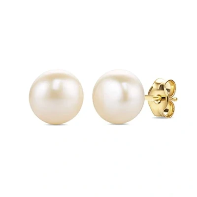 Afbeelding van Orovi Bouton pareloorbellen voor dames, gouden sieraden met zoetwaterparels 7 mm van 9 karaat (375) geelgoud, Goud, Parel
