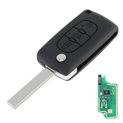 Afbeelding van Radiosleutel met 3 toetsen, sleutelloze toegang, ongeslepen, klapsleutel lichtknop, ID46 chip en HU83 blad, CE0536 voor Citroen C3 C4 C5 modellen 2005 2011 433 MHz