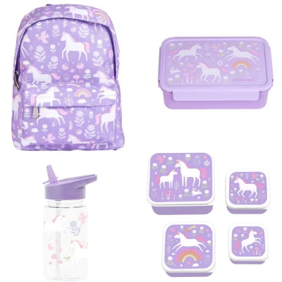 Afbeelding van BEAU by Bo A Little Lovely Company Back to school set Rugzak/Drinkfles/Snackdozen/Bentobox Unicorn Dreams