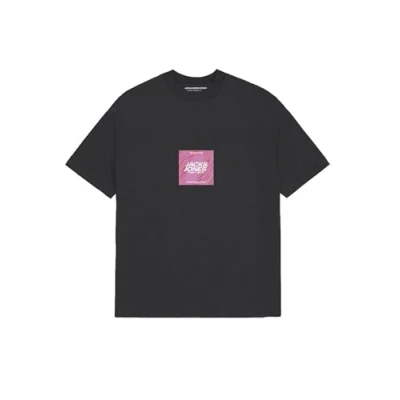 Afbeelding van Jack &amp; Jones Jcorecharge Front Print CREW NECK Tshirt print, Heren, Maat: XXL, Black