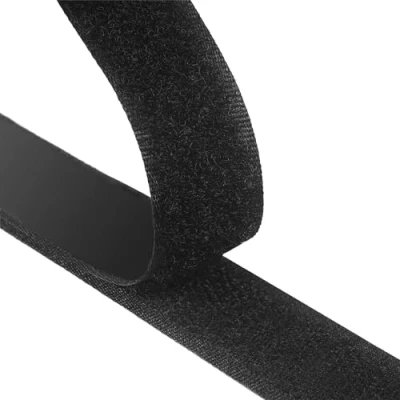 Afbeelding van TRIXES Zelfklevende klittenband dubbelzijdige plakband aan de achterkant herbruikbaar binnen en buitengebruik 1 m lang x 20 mm breed zwart
