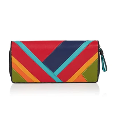 Afbeelding van Visconti Leren portemonnee RFID bescherming dames XL 19 cm x 9 met ritssluiting voor extra veiligheid Bifold geschenkdoos, multi, Modern