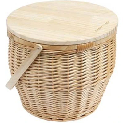 Afbeelding van Sunnylife Picnic Picknickmand Rond Cooler Brown / Bamboo