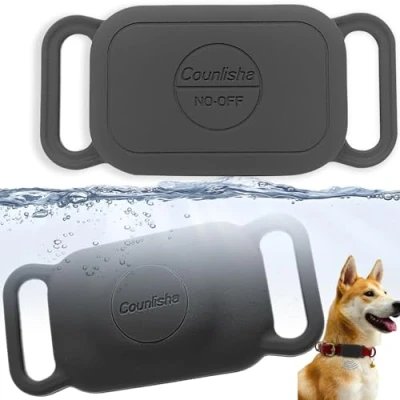 Afbeelding van Siliconenhouder voor Tile pro (2024) hondenhalsband, slanke duurzame hoes ketting met huisdieren, waterdichte Life360 Tracker kat, tas (2 stuks, zwart)