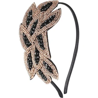 Afbeelding van Babeyond Hoofdband voor dames, haarband, jaren 20, Gatsby kostuum, Flapper stijl, vintage, goud met zwart