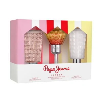 Afbeelding van Pepe Jeans Cocktail Edition For Her Parfum, cadeauset voor dames, 3 delig, eau de toilette 30 ml bodylotion 50 en douchegel ml, set bloemige, fruitige tropische geur vrouwen