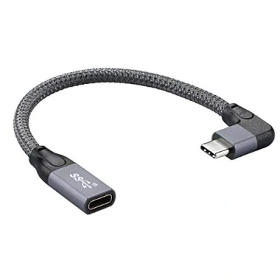 Afbeelding van Cablecc Links Haakse USB C 3.1 Type Man vrouw Verlengingsdatakabel met hoes voor laptop