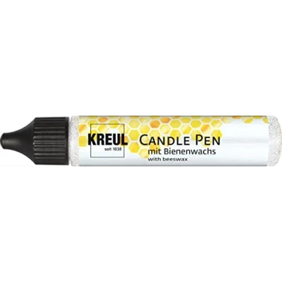 Afbeelding van KREUL 49734 Kaarsenpen, glitter zilver, 29 ml, kaarsenpen met fijne schilderpunt, verf bijenwas voor het decoreren &amp; beschilderen van kaarsen
