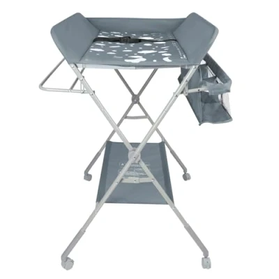 Afbeelding van Baby luiertafel, mobiele commode, verstelbare hoogte draagbare pasgeboren verschoontafel met wielen, opvouwbare luier verzorgingstafel veiligheidsgordel 80 * 58 90cm donkergrijs