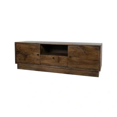 Afbeelding van TV dressoir 150 met 2 deuren, 1 lade en open vak, Dark Walnut