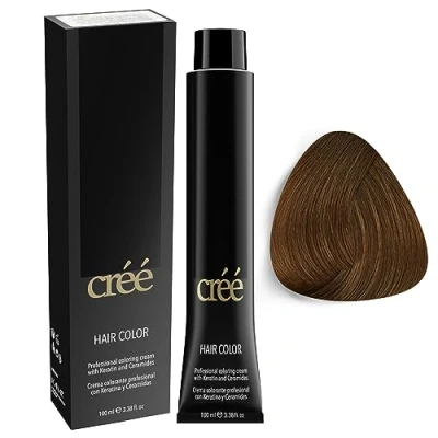 Afbeelding van Créé Professional Permanent Hair Color met Keratine en Ceramiden Voor Langdurige Kleuring, Gezond Sterk Haar Premium Kwaliteit 100ML (Blond 7, Naturals)