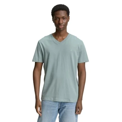 Afbeelding van TOM Tailor Denim Vausschnitt Tshirt basic, Heren, Maat: Large, Light ice blue